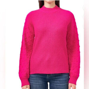 Vince Camuto Women's Bobble Stitch Sleeve Pullover Sweater Aurora Pink XL